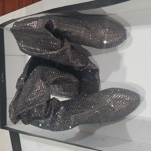 INC pewter sparkle boot
